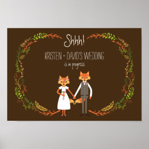 Whimsical Woodland Foxes wedding in Progress Poster
