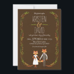 Whimsical Woodland Foxes Wedding Invitation<br><div class="desc">This charming wedding invitation collection features a well-dressed fox couple surrounded by a garland of hand-drawn leaves in a rustic wreath arrangement.</div>