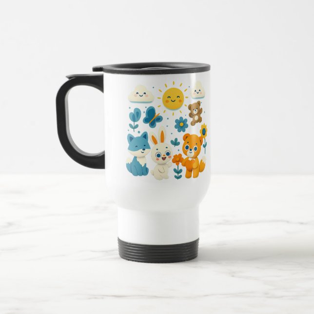 Whimsical Woodland Friends Travel Mug (Left)