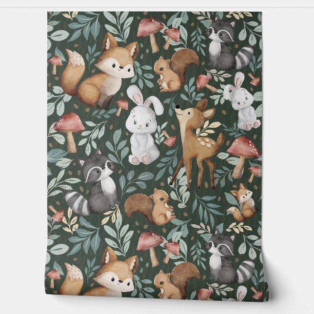 Whimsical Woodland Friends Wallpaper (Unrolling)