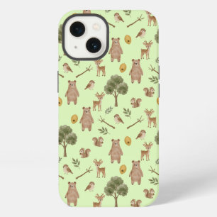 Whimsical Woodland Friends Watercolor Pattern iPhone 13 Case