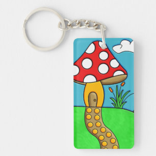 Whimsical Woodland Fungi Art Key Ring