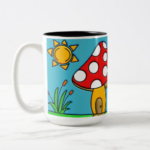 Whimsical Woodland Fungi Art Two-Tone Coffee Mug