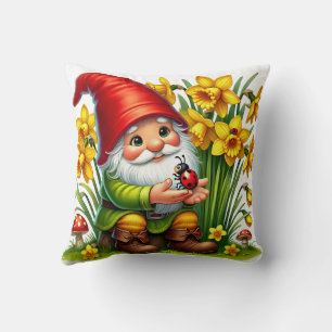 Whimsical Woodland Gnome Scene Cushion