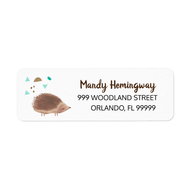 Whimsical Woodland Hedgehog Illustration Address (Front)