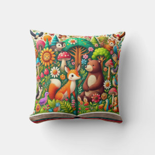Whimsical Woodland Illustration Cushion