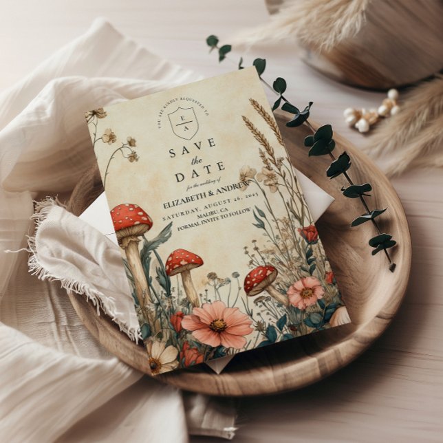 Whimsical Woodland Mushroom Wedding Save The Date (Creator Uploaded)