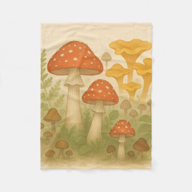 Whimsical Woodland Mushrooms Blanket – Cosy Nature (Front)