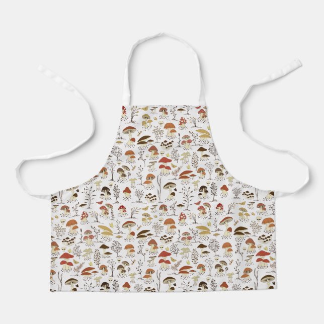 Whimsical Woodland Mushrooms Pattern Apron (Front)