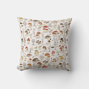 Whimsical Woodland Mushrooms Pattern Cushion