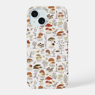 Whimsical Woodland Mushrooms Pattern iPhone 15 Case