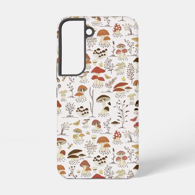 Whimsical Woodland Mushrooms Pattern Samsung Galaxy S22 Case (Back)