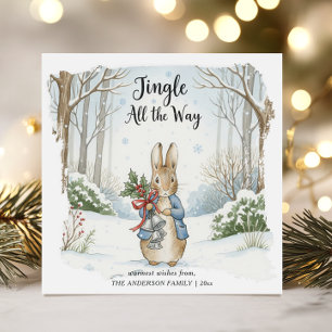 Whimsical Woodland Peter Rabbit Holiday Card
