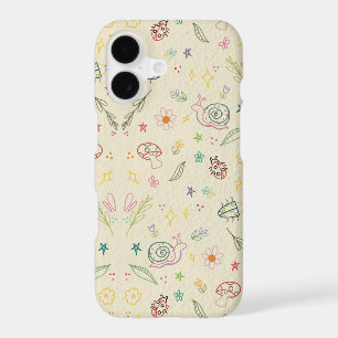 Whimsical Woodland Snail Mushroom Doodles Phone Ca