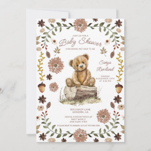 Whimsical Woodland Teddy Bear Baby Shower Invitation