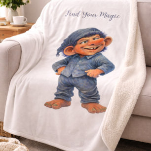 Whimsical Woodland Troll Find Your Magic Gift Sherpa Blanket