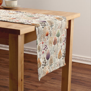 Whimsical Woodland Watercolor Forest  Short Table Runner