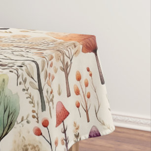 Whimsical Woodland Watercolor Forest Tablecloth