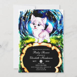 Whimsical Woodland Wolf Baby Shower Invitation