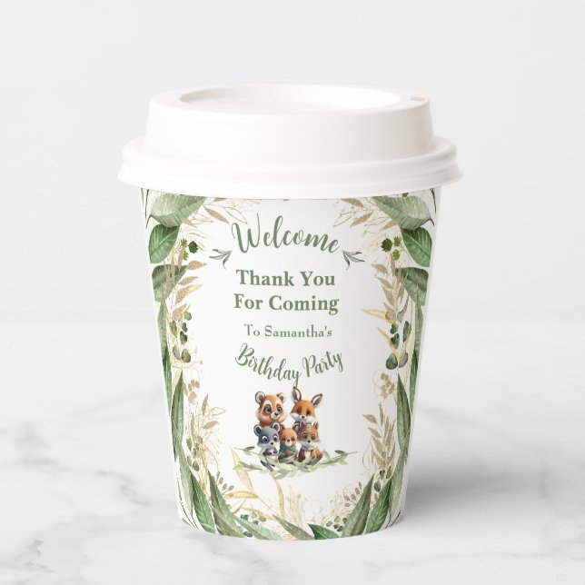 Whimsical Woodland Wonders: Botanical & Animals  Paper Cups (Front)