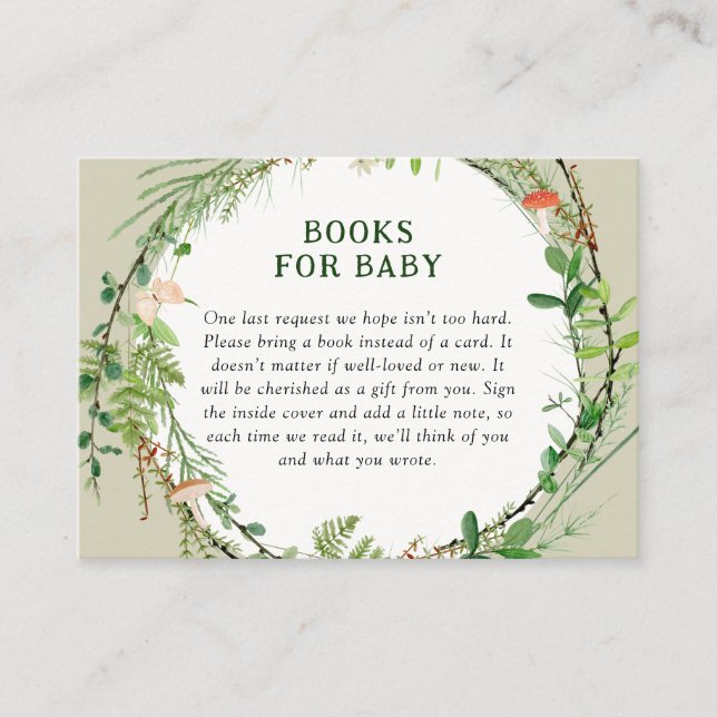 Whimsical Woodland Wreath Books For Baby Enclosure Card (Front)