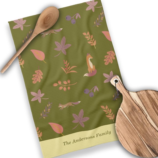 Whimsical Woodlands Fall Vibes Personalise Family Tea Towel (Creator Uploaded)
