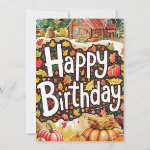 Whimsical Woods Autumn Fall Happy Birthday Card