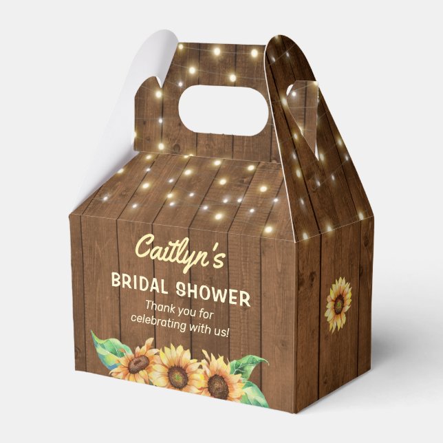 Whimsical Woods Fireflies Sunflower Bridal Shower Favour Box (Front Side)