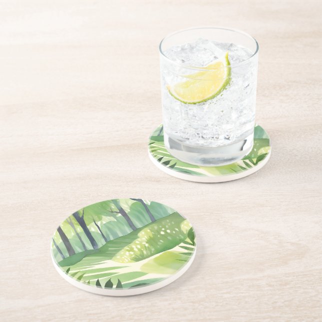 Whimsical Woods | Forest Watercolor Landscape Coaster (Side)