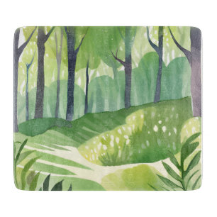 Whimsical Woods Forest Watercolor Landscape Cutting Board