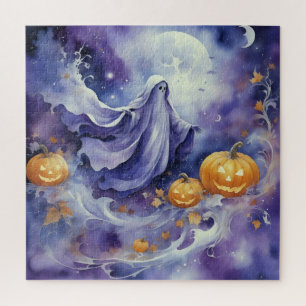 Whimsical Wraith: The Enchanted Pumpkin Path Jigsaw Puzzle
