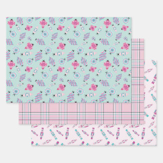 Whimsical Wrapping Paper Set of 3 Sheets