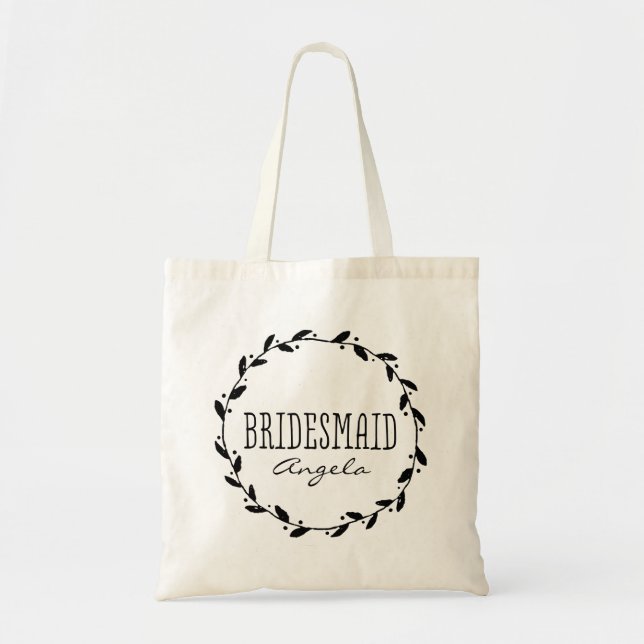 Whimsical Wreath  Custom Bridesmaid Wedding Tote (Front)