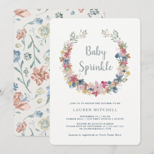 Whimsical Wreath Floral Baby Sprinkle Invitation