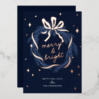 Whimsical Wreath Foil Christmas Holiday Card