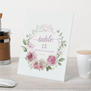 Whimsical Wreaths Watercolor Table Number Pedestal Sign