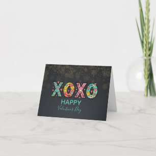 Whimsical "XOXO"Hearts Happy Valentine's Day Card