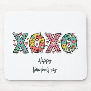 Whimsical "XOXO"Hearts Happy Valentine's Day  Mouse Mat