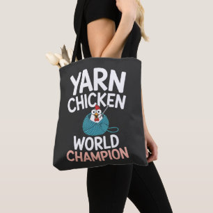 Whimsical Yarn Chicken Crochet Champion Project  Tote Bag