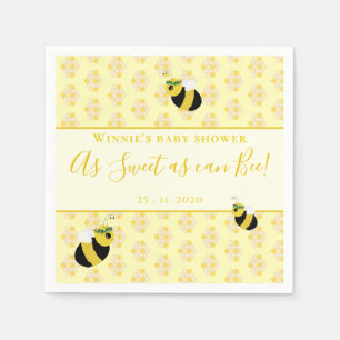 Whimsical Yellow Bee Honeycomb Baby Shower Decor Napkin