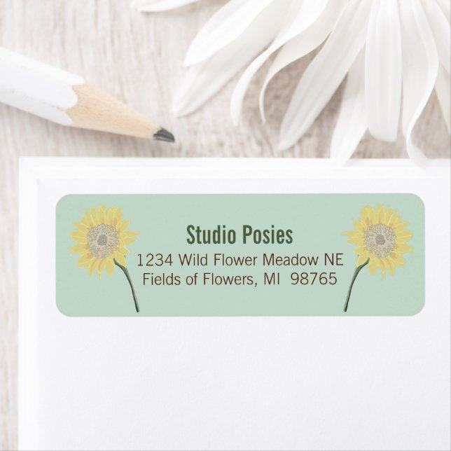 Whimsical Yellow Blue Sunflowers Painted Floral (Insitu)