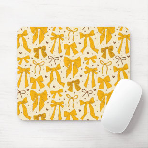 Whimsical Yellow Bows Pattern Mouse Mat