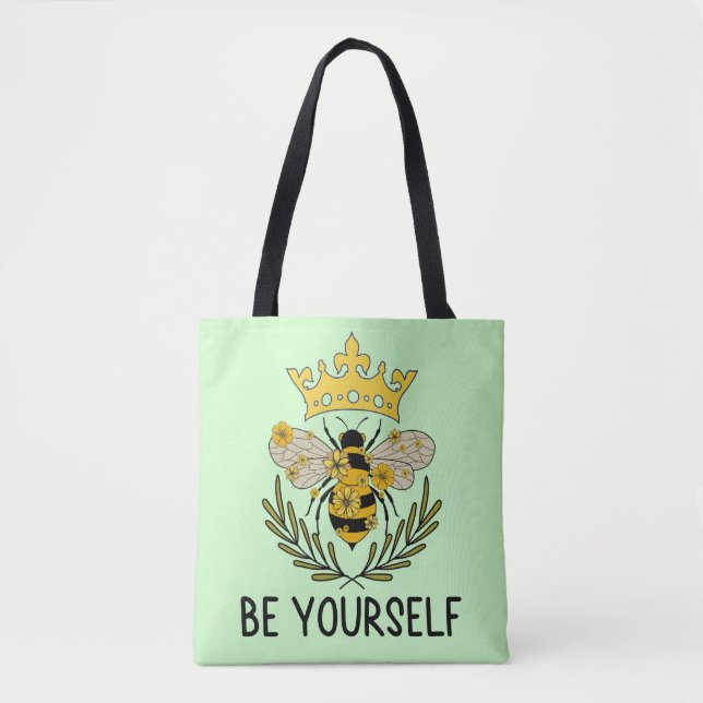 Whimsical Yellow Bumble Bee Tote Bag Nature Lovers (Front)