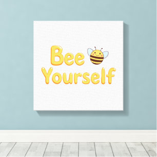 Whimsical Yellow Bumblebee and Quote Canvas Print