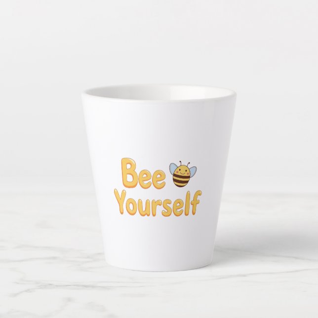 Whimsical Yellow Bumblebee and Quote Latte Mug (Front)