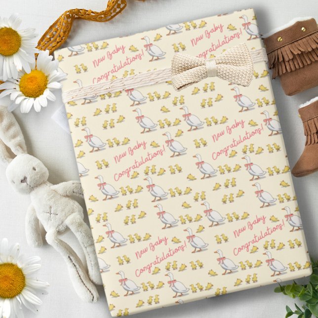 Whimsical Yellow Ducky New Baby Celebration  Wrapping Paper (Whimsical Yellow Ducky New Baby Celebration Wrapping Paper)