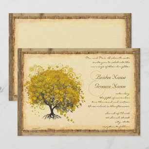 Whimsical Yellow Heart Tree Wedding Invitation