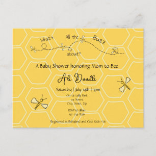 Whimsical Yellow Honey "Mummy to Bee" Baby shower Invitation Postcard