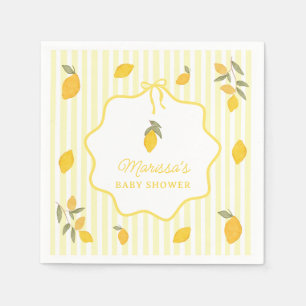 Whimsical Yellow Lemon Baby Shower Diaper Raffle Napkin