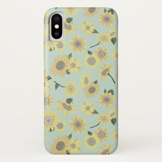 Whimsical Yellow Orange Teal Painted Sunflower Case-Mate iPhone Case (Back)
